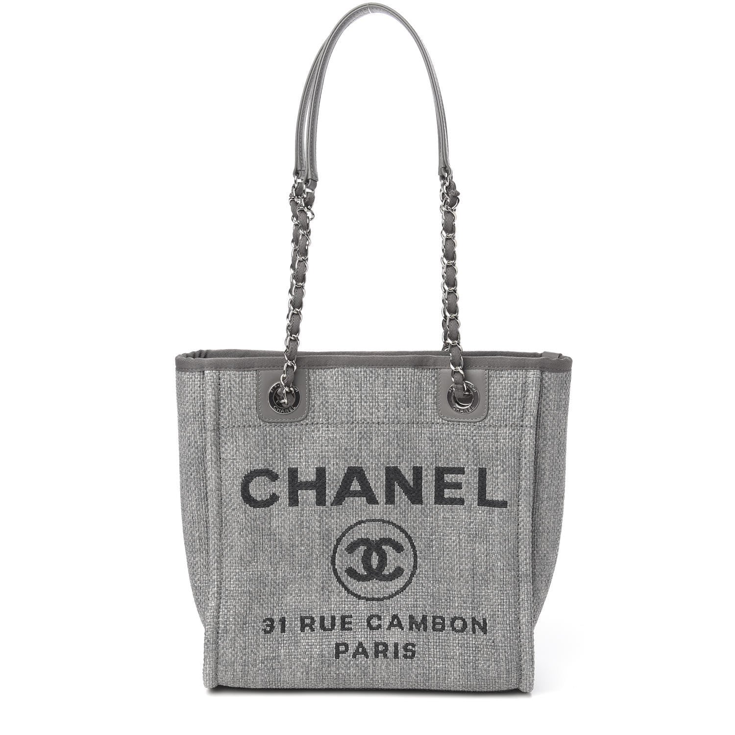 Chanel Straw Raffia Mini Deauville Tote Grey 1 of 9