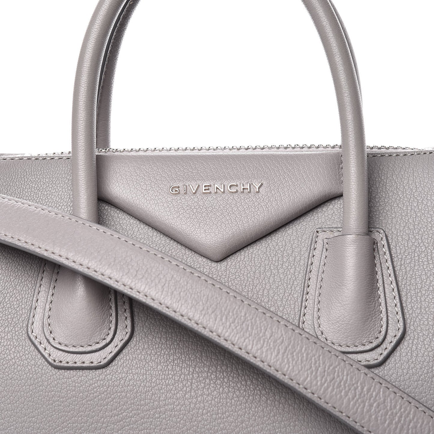 Sugar Goatskin Small Antigona Pearl Grey