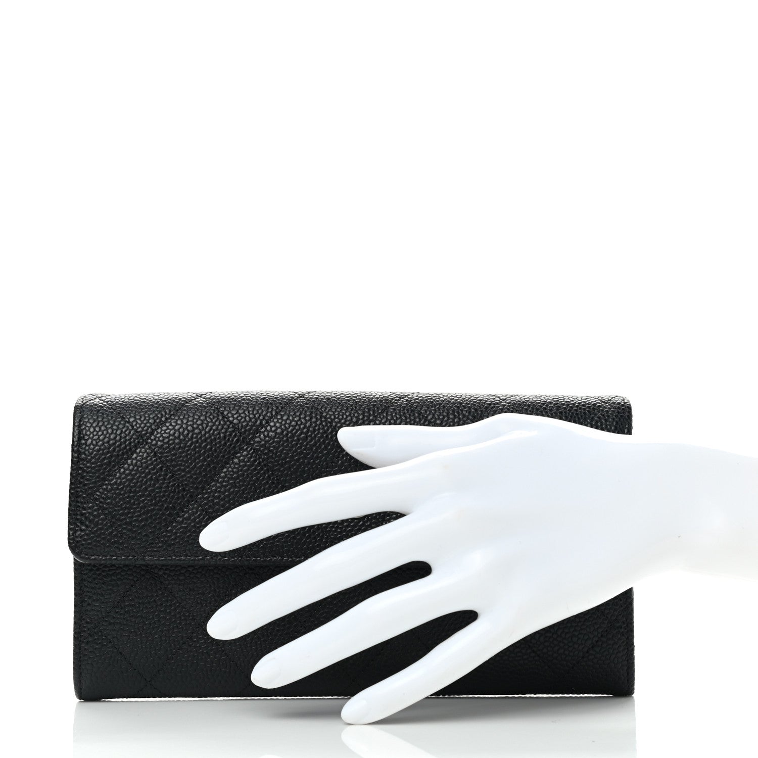 Chanel Caviar Quilted Large Gusset Flap Wallet Black 2 of 8