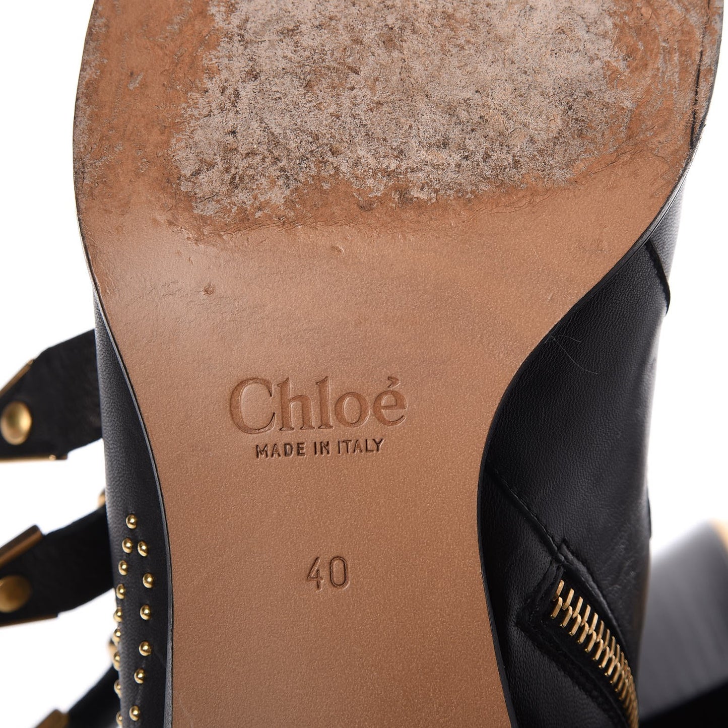 Nappa Sheepskin Studded Suzanna Short Boots 40 Black Gold