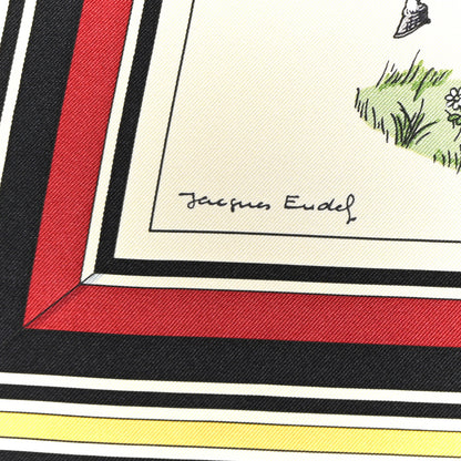 Hermes Silk Couvertures Et Tenues de Jour Scarf 90 Creme Rouge H Bleu Multicolor 6 of 6