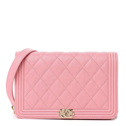 Chanel Caviar Quilted Boy Wallet On Chain WOC Light Pink 1 of 11