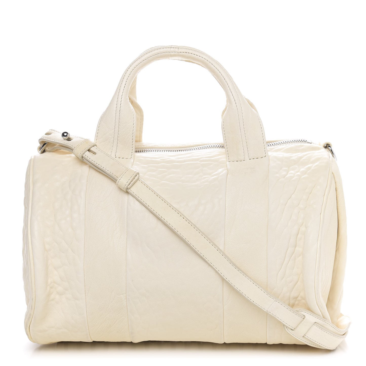 Pebbled Lambskin Rocco Bone Silver Hardware