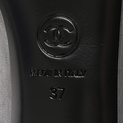 Chanel Lambskin CC Cap Toe Ankle Boots 37 Grey Navy Blue 7 of 16