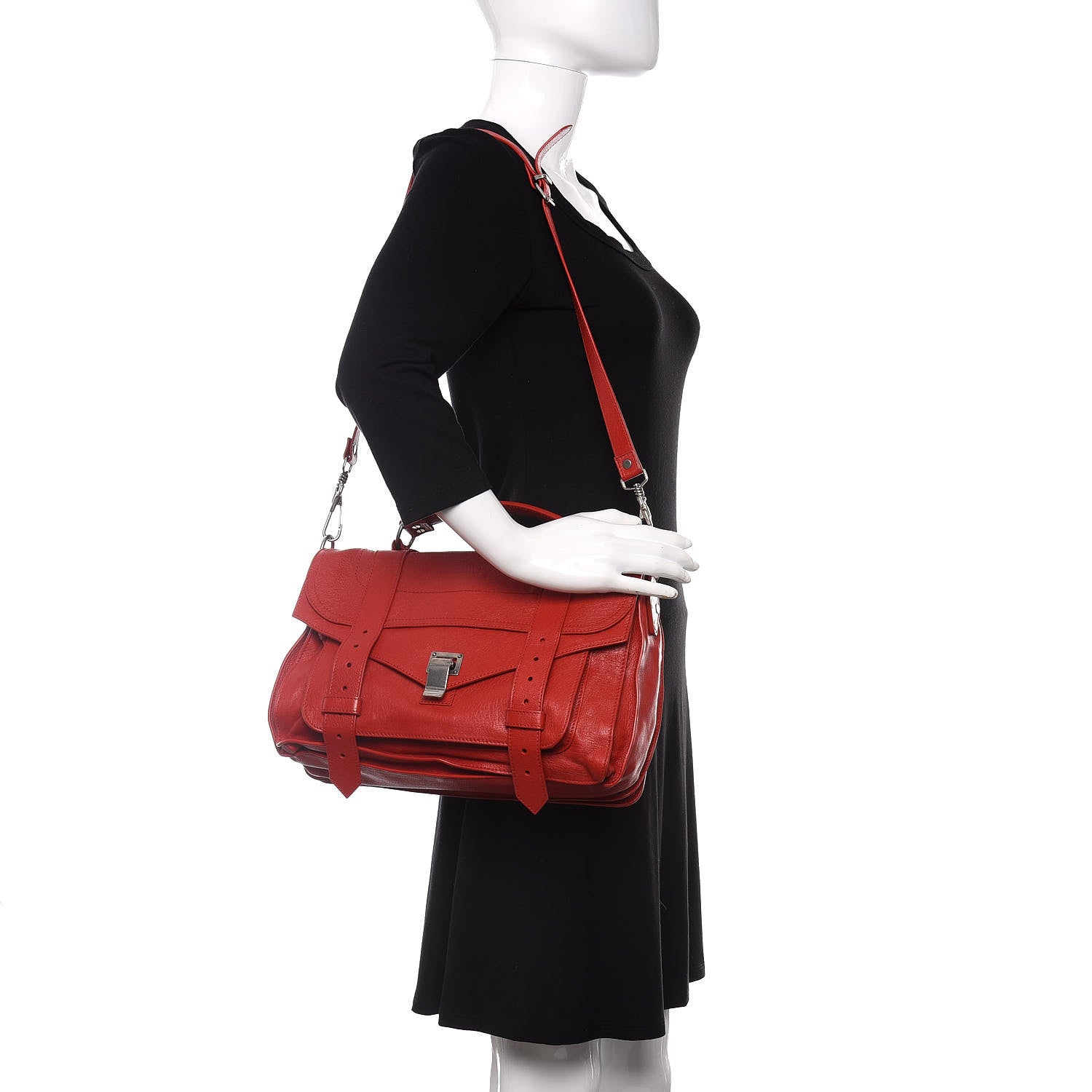 Proenza Schouler Lambskin Medium PS1 Satchel True Red 2 of 13