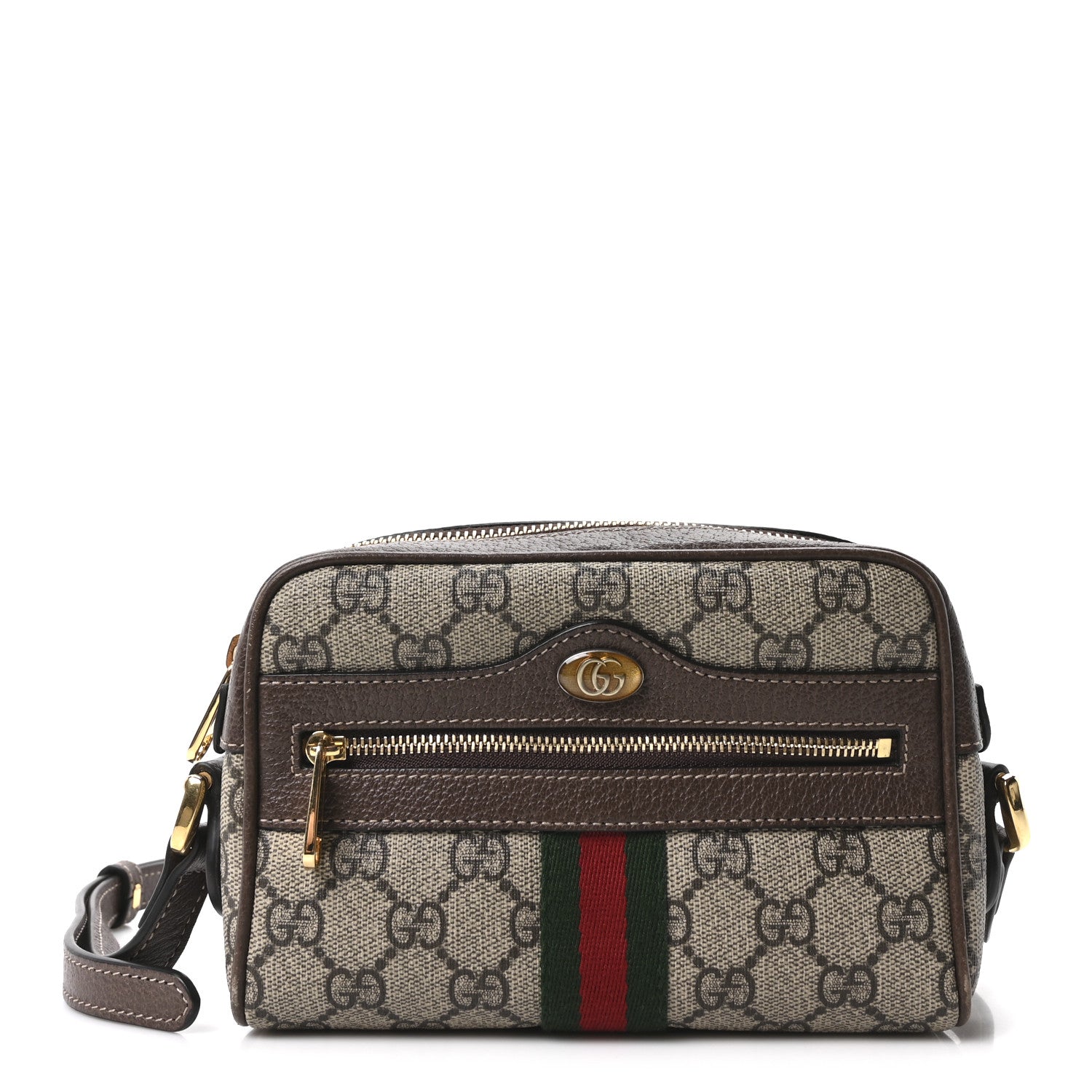 Gucci GG Supreme Monogram Web Mini Ophidia Shoulder Bag Brown 1 of 11