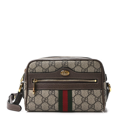 Gucci GG Supreme Monogram Web Mini Ophidia Shoulder Bag Brown 1 of 11