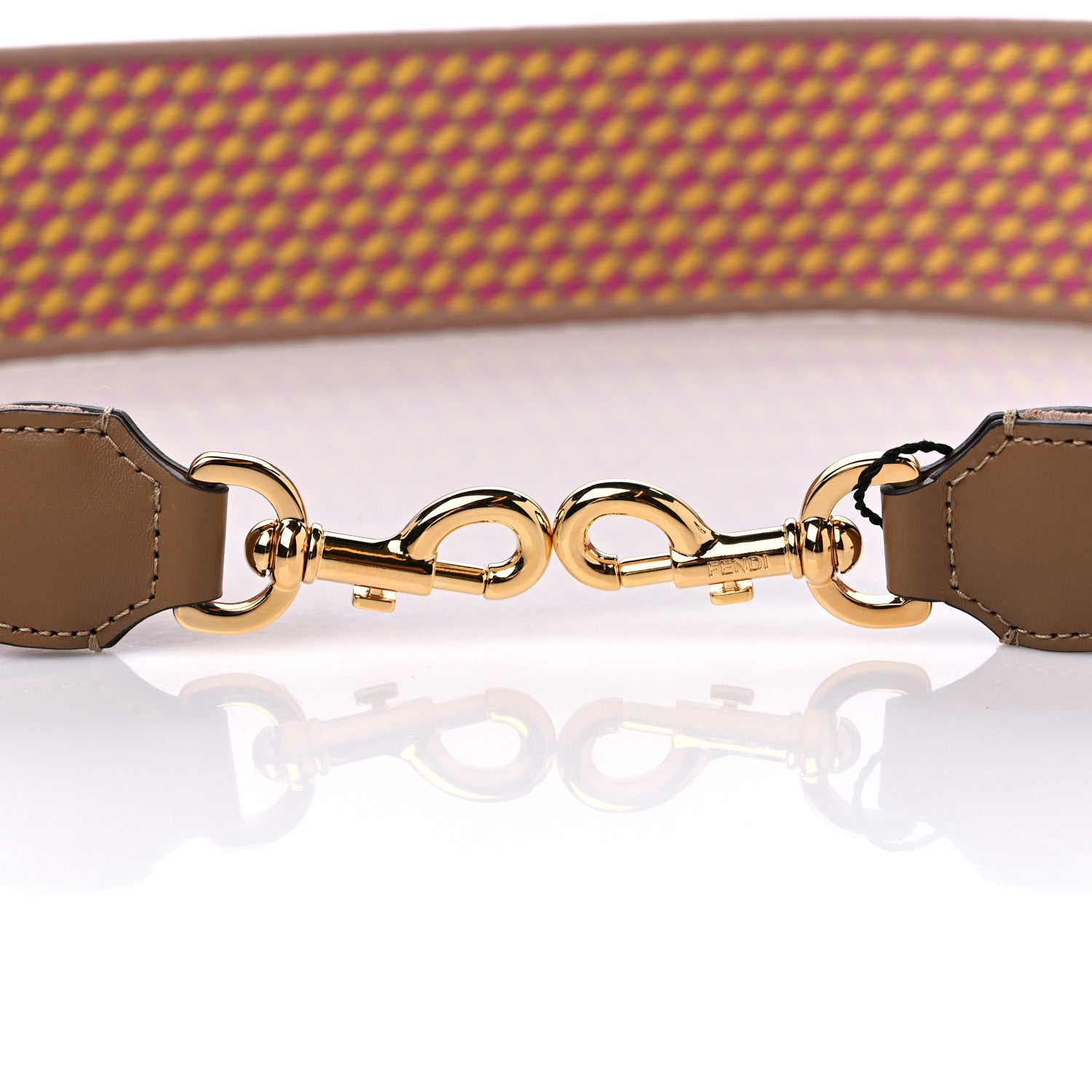 Fendi Canvas Vitello King Logo Embroidered Shaped Strap You Bouganville Mimosa Miele Sand 5 of 6