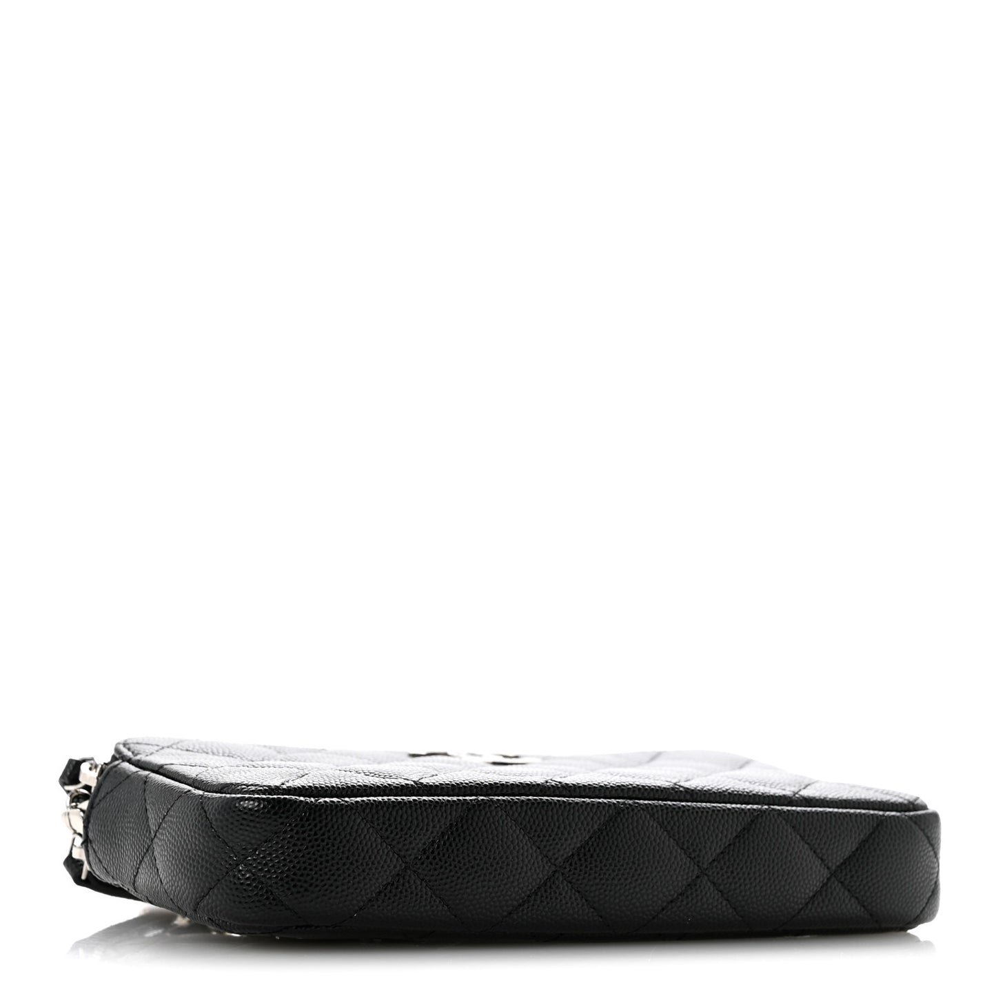 Caviar Quilted Logo Small Clutch With Chain Black