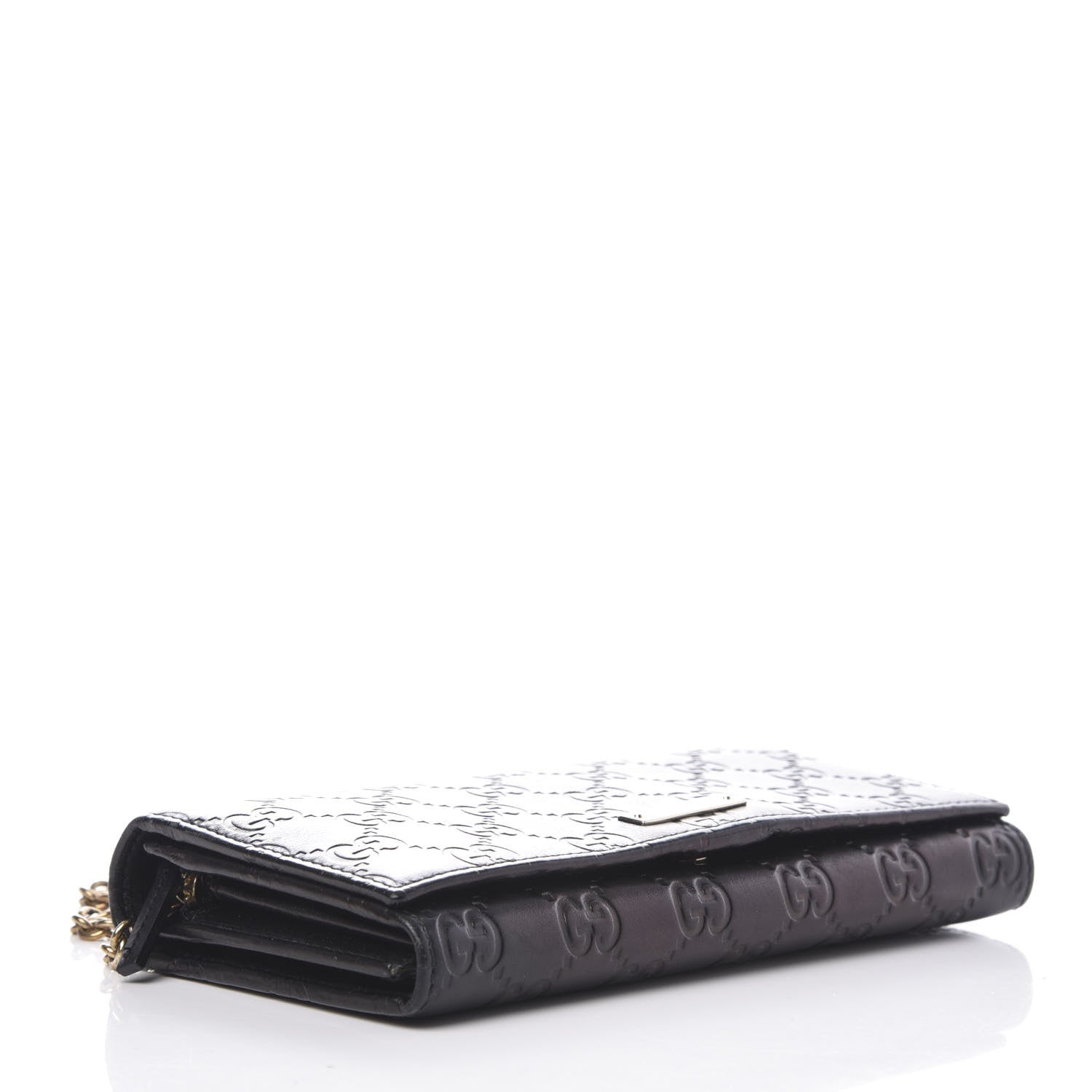 Gucci Guccissima Margaux Calfskin Metal Bar Chain Wallet Black 4 of 8