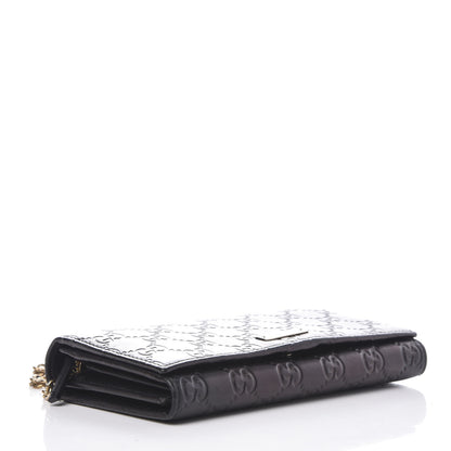 Gucci Guccissima Margaux Calfskin Metal Bar Chain Wallet Black 4 of 8