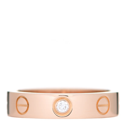 Cartier 18K Pink Gold Diamond 4mm LOVE Wedding Band Ring 47 4 1 of 5