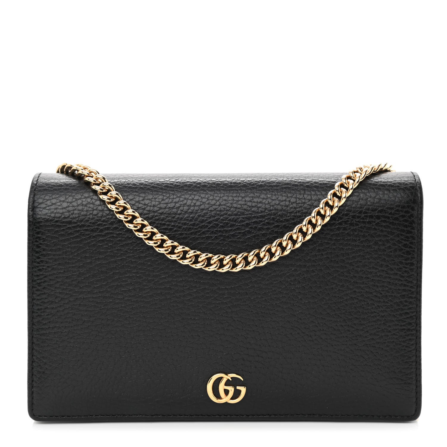Gucci Calfskin Mini GG Marmont Chain Wallet Black 1 of 9