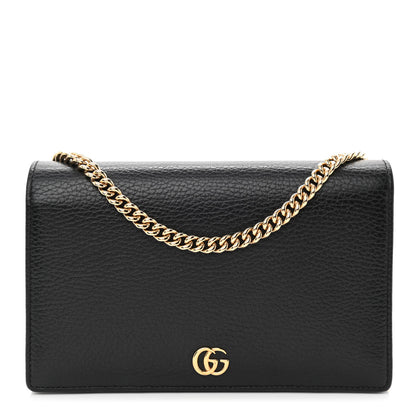 Gucci Calfskin Mini GG Marmont Chain Wallet Black 1 of 9
