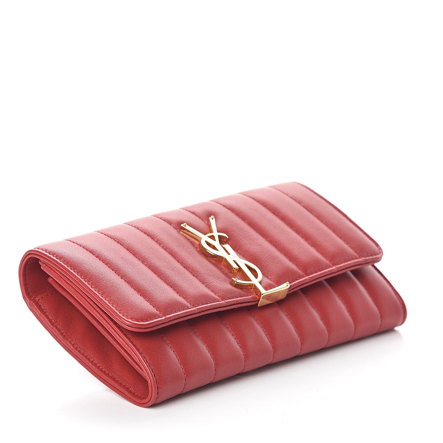 Lambskin Matelasse Monogram Large Vicky Continental Wallet Rouge Eros