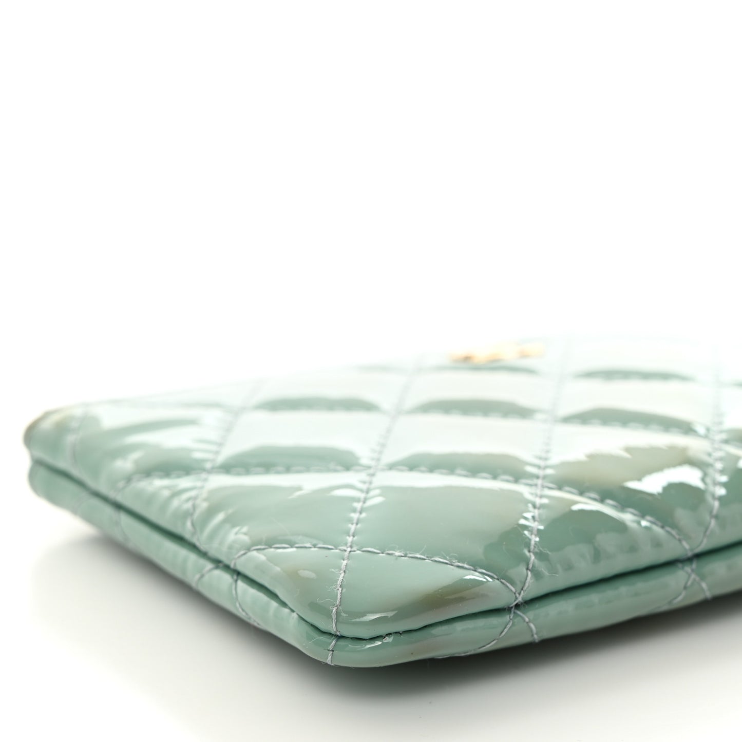 Patent Quilted Small Cosmetic Case Light Blue