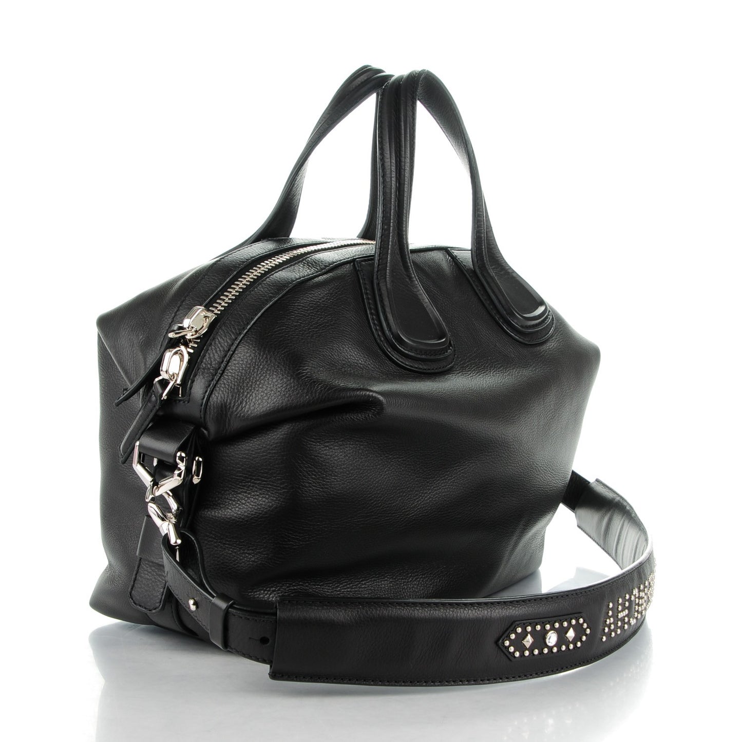 Waxed Calfskin Studded Medium Nightingale Black