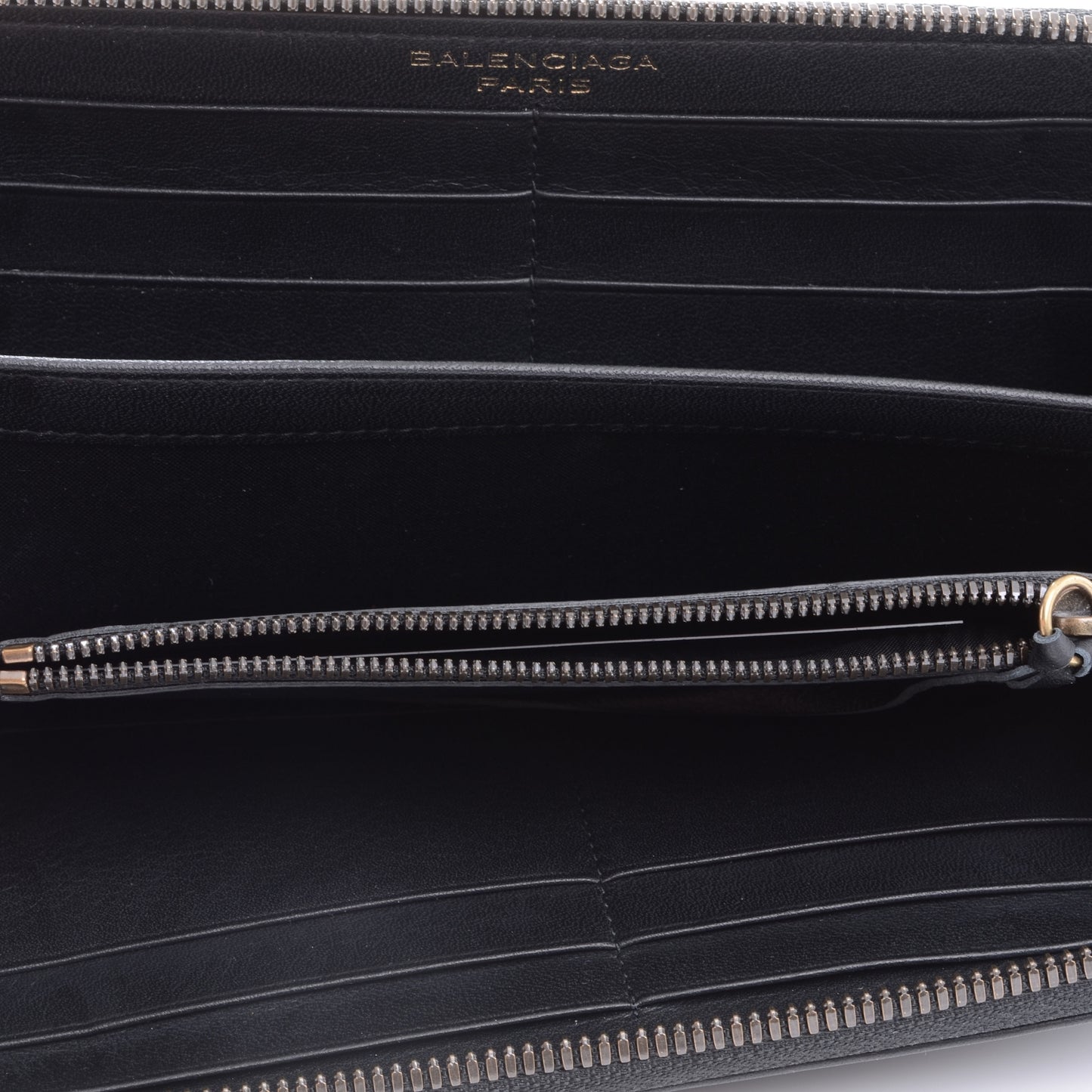 Calfskin Papier Continental Zip Around Wallet Black