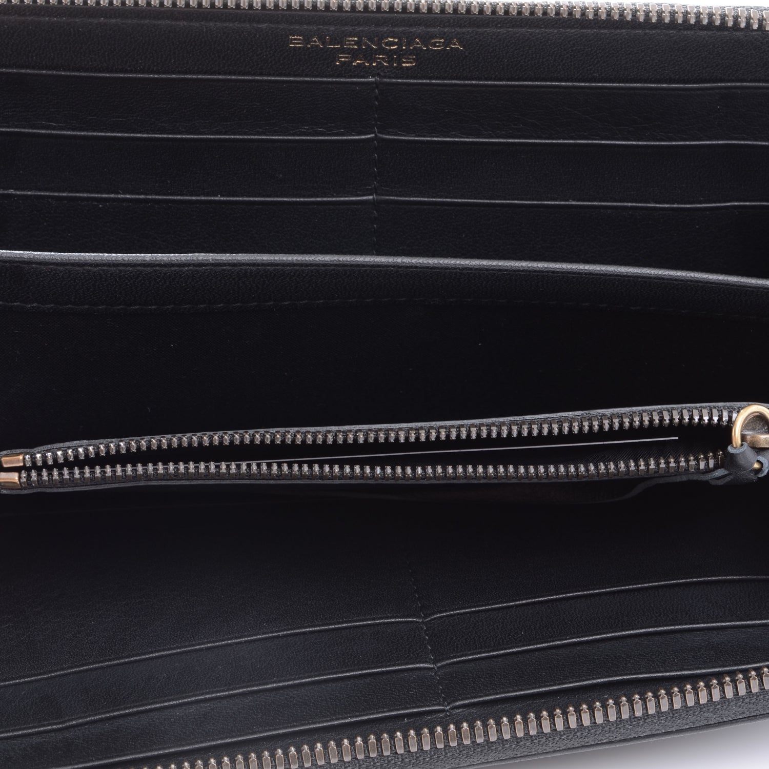 Balenciaga Calfskin Papier Continental Zip Around Wallet Black 5 of 8