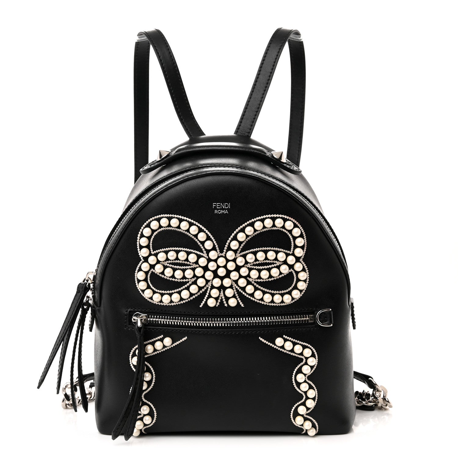Fendi Vitello Liberty Pearl Romantic Bow Mini Backpack Black 1 of 10