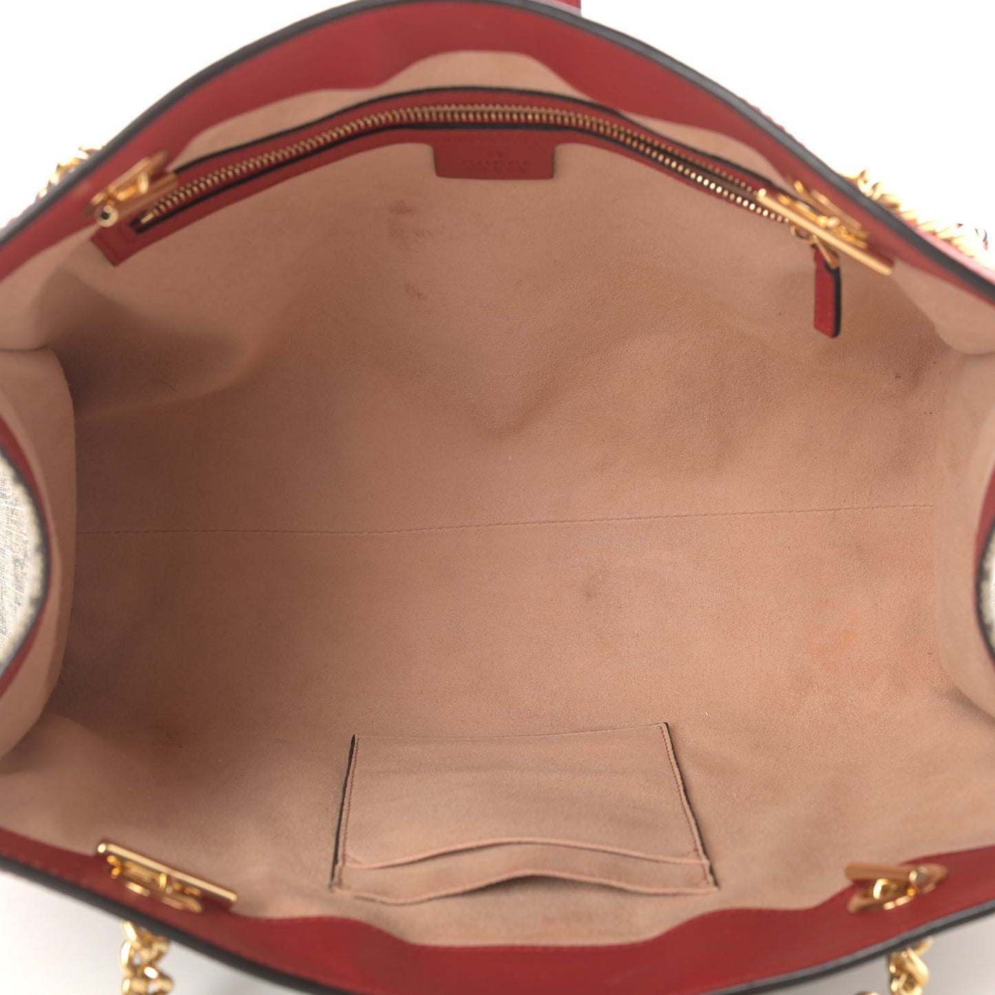 GG Supreme Monogram Medium Padlock Tote Hibiscus Red