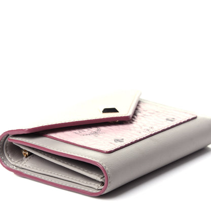 MCM Visetos Mini Love Letter Flap Wallet Pink Beige 8 of 12