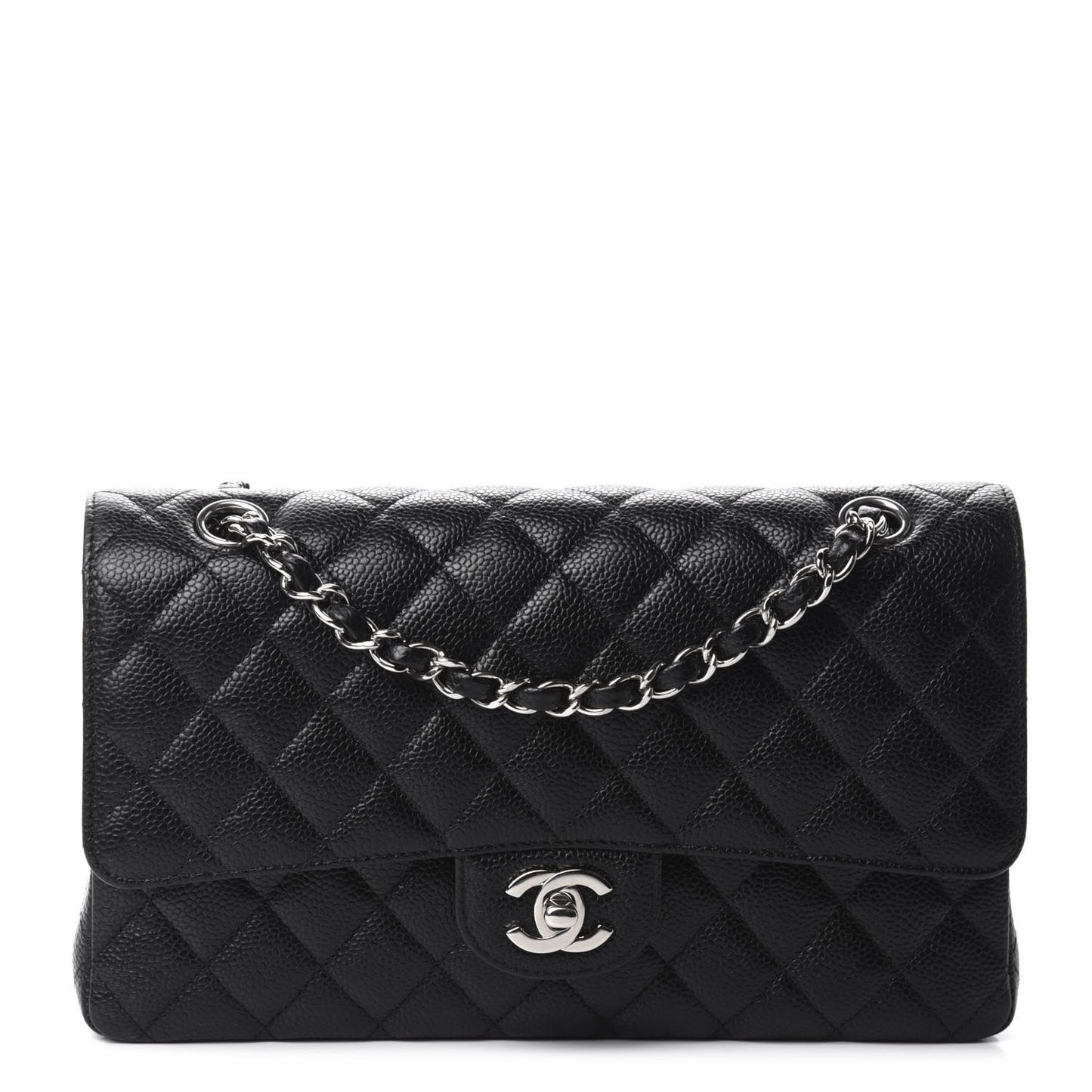 Caviar Quilted Medium Double Flap Black