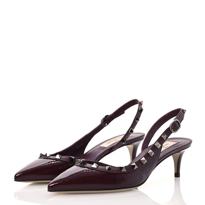 Valentino Garavani Wrinkled Patent Rockstud Half D'Orsay Slingback 85mm Pumps 36 Rubin 3 of 14