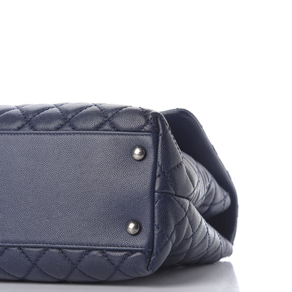 Chanel Caviar Quilted Medium Coco Handle Flap Navy Blue 7 of 9