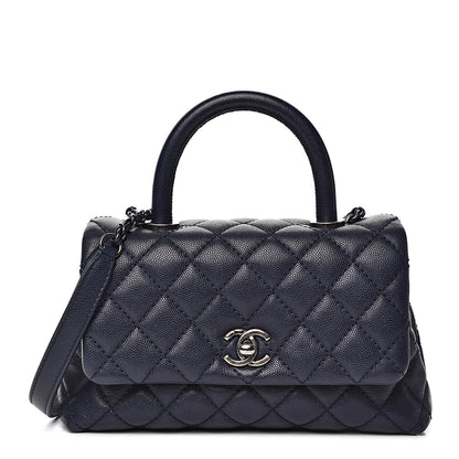Chanel Caviar Quilted Mini Coco Handle Flap Navy Blue 1 of 12
