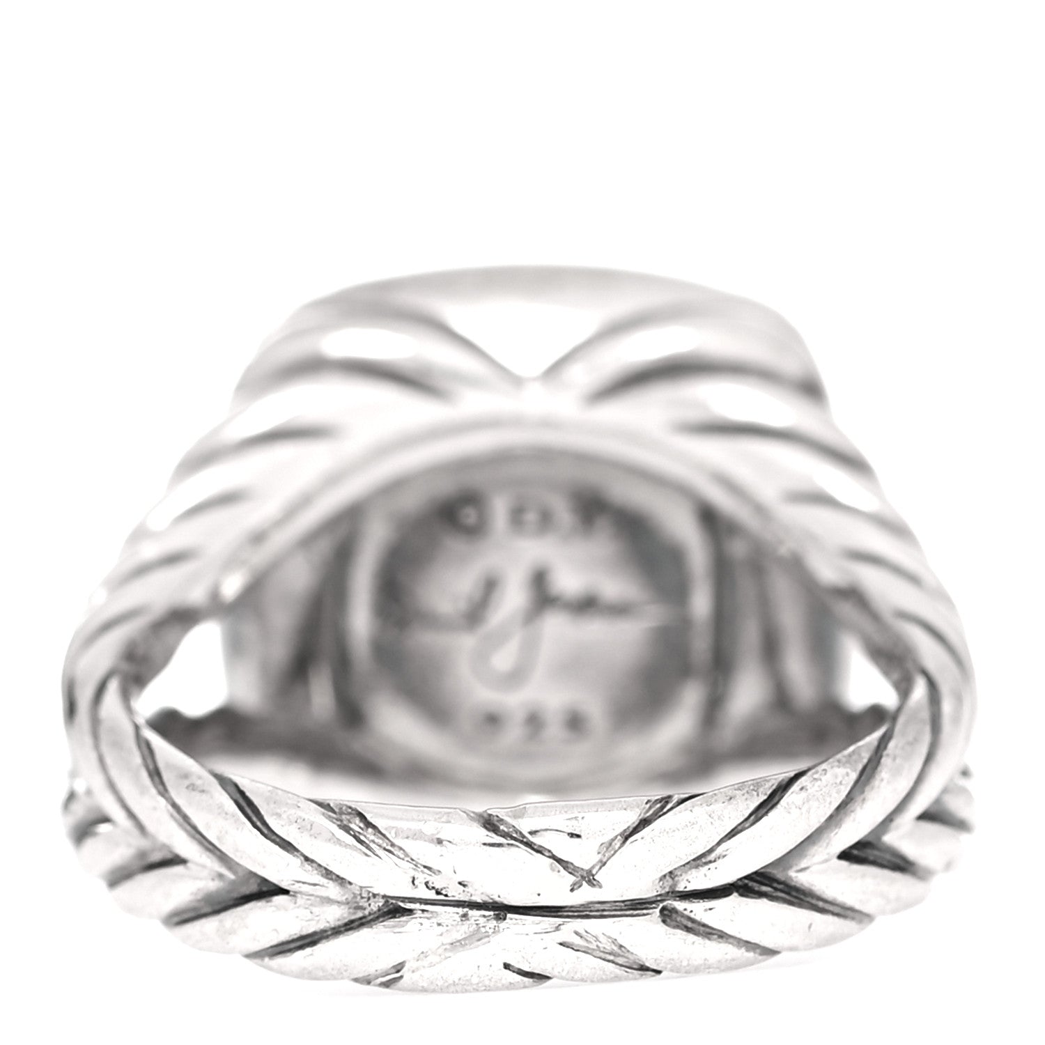 David Yurman Sterling Silver Diamond Prasiolite 11mm Albion Ring 50 5.5 4 of 5