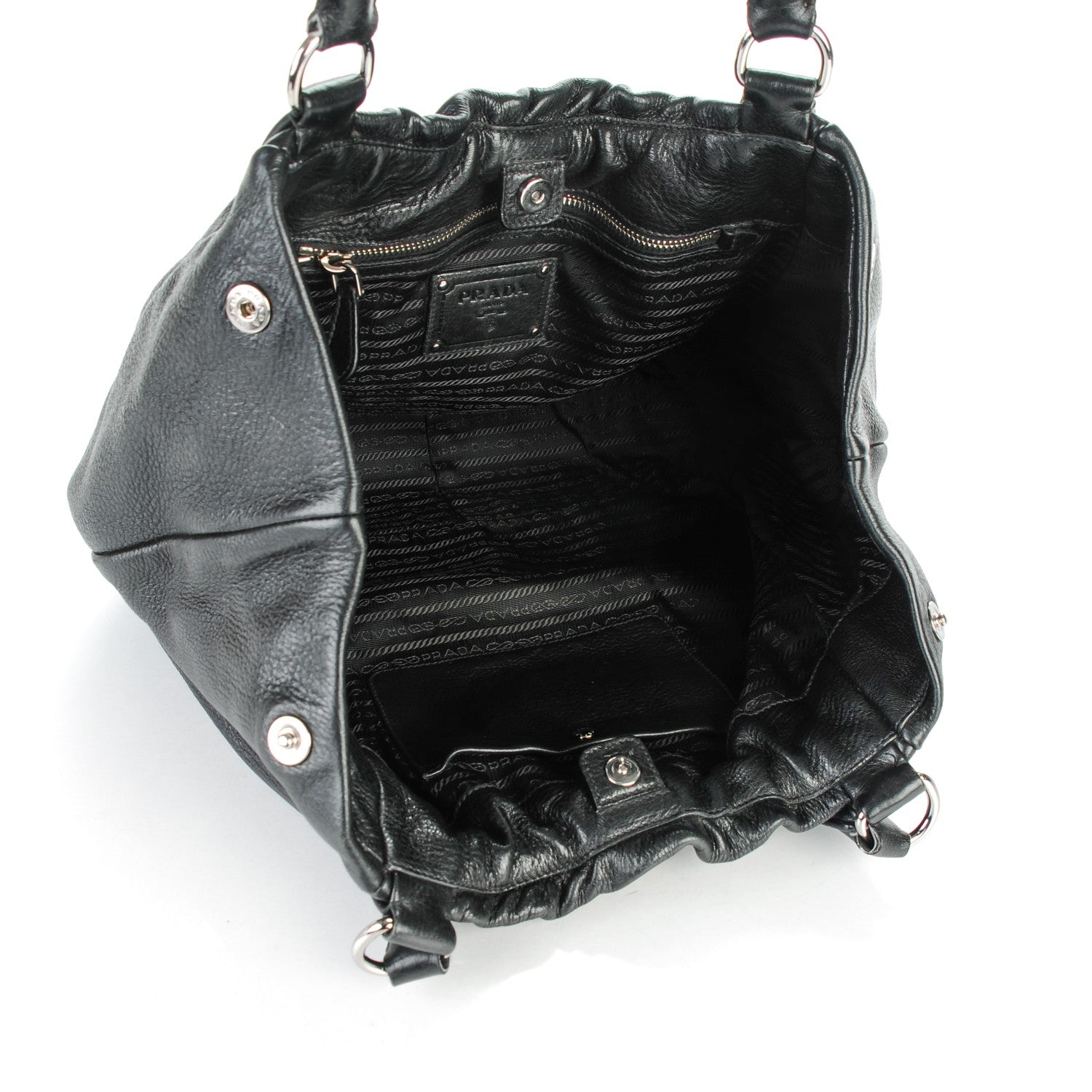 Prada Deerskin Shoulder Bag Black 5 of 8