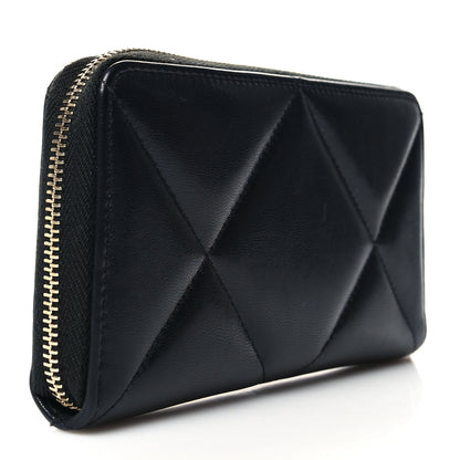 Chanel Goatskin Quilted Medium Chanel 19 Zipped Wallet Black 3 of 8