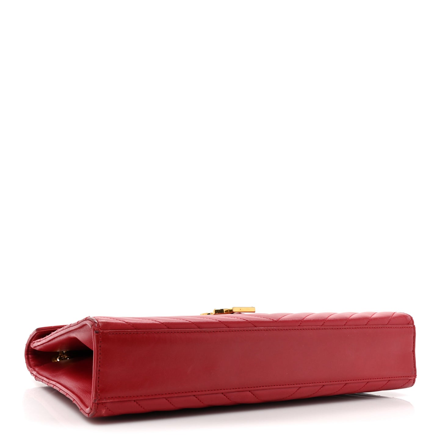 Smooth Calfskin Matelasse Chevron Large Monogram Satchel Lipstick Red