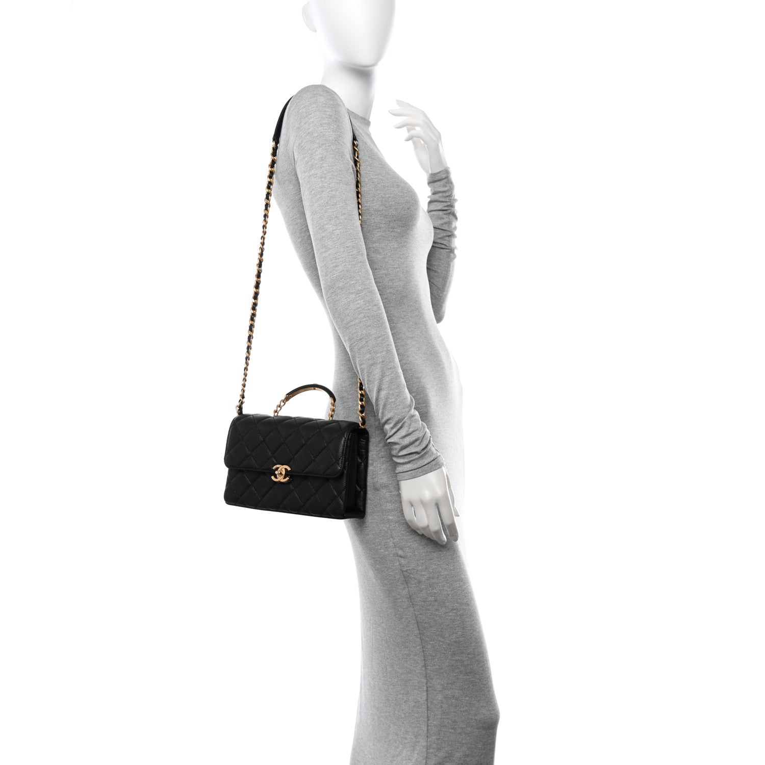 Chanel Caviar Quilted Medium Carry Me Top Handle Flap Black 2 of 11