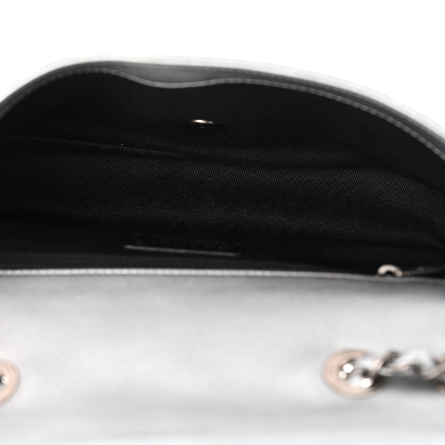 Metallic Lambskin Symbols Medium Single Flap Silver
