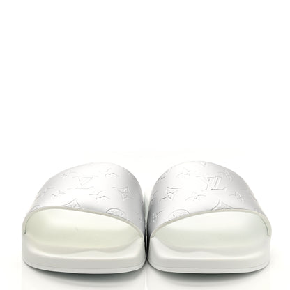 Louis Vuitton Metallic Rubber Embossed Monogram Mens Waterfront Mules 9 2 of 7
