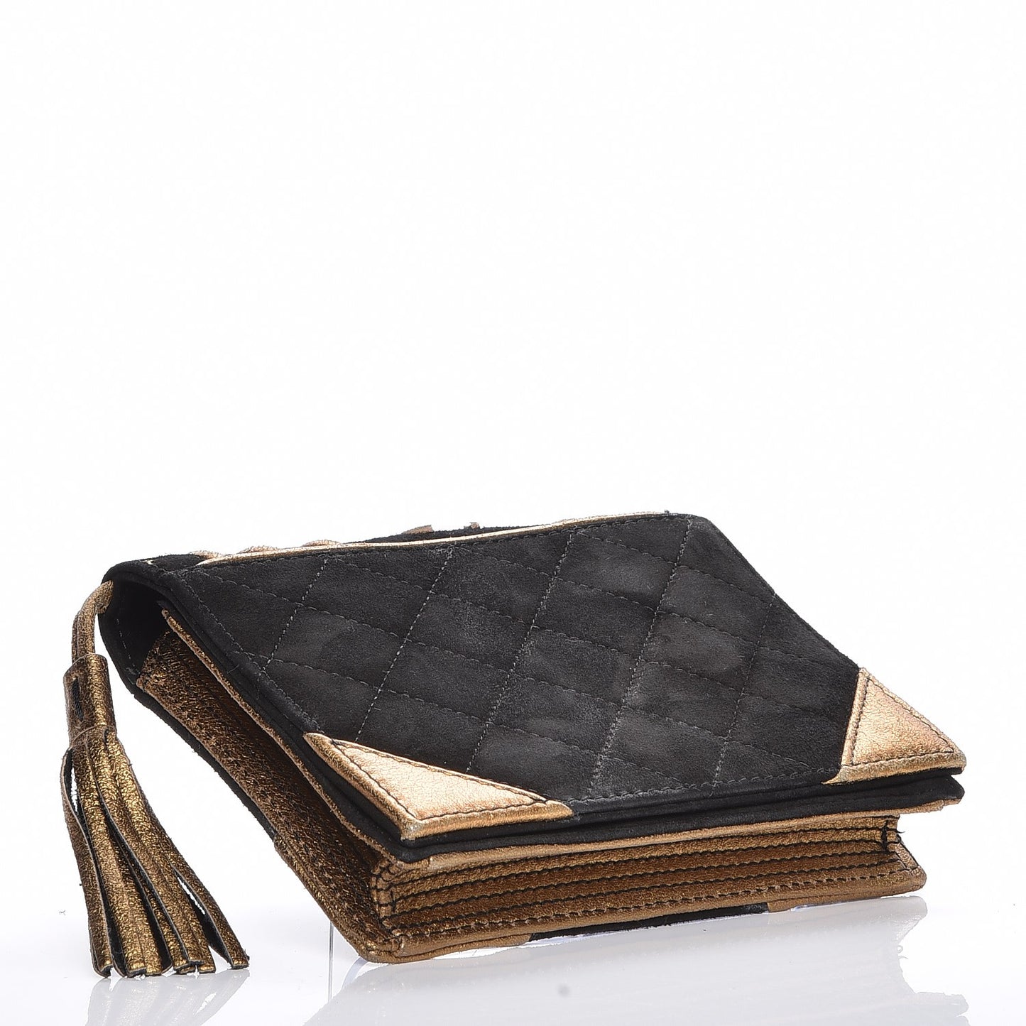 Suede Quilted Bible Book CC Clutch Black