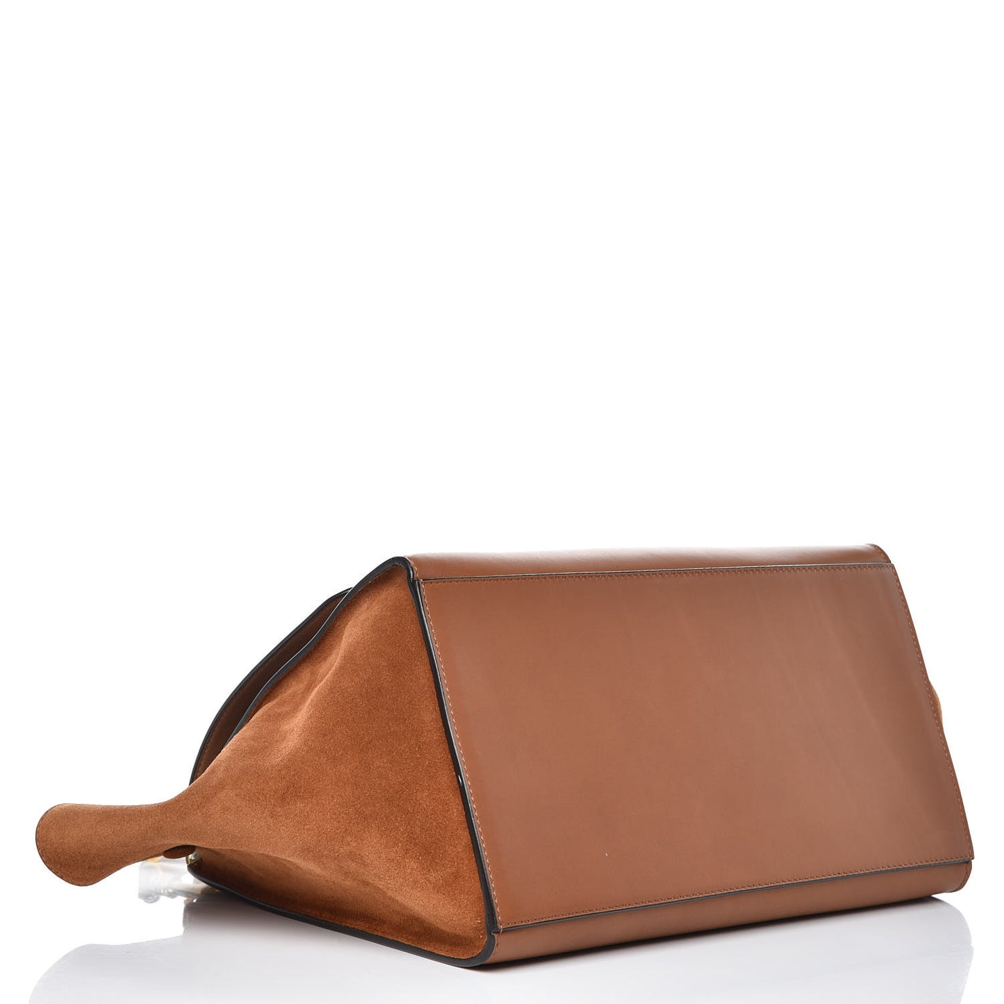 Natural Calfskin Suede Medium Trapeze Tan