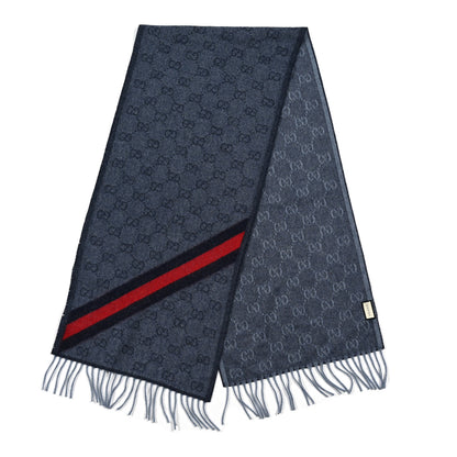 Gucci Wool Alpaca Monogram Web New Nikky Scarf Midnight Blue 2 of 4
