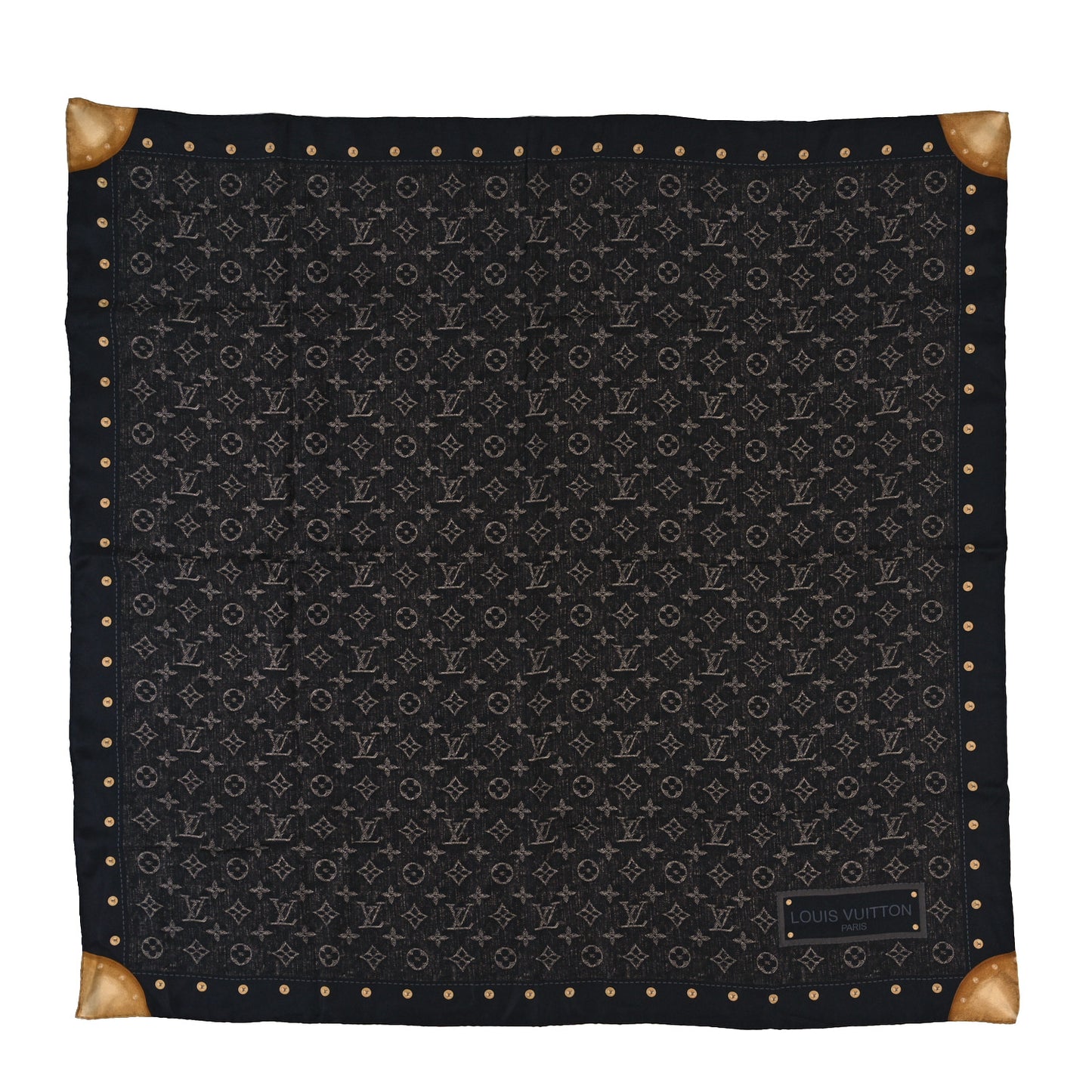 Silk Monogram Trunks Square Scarf Brown