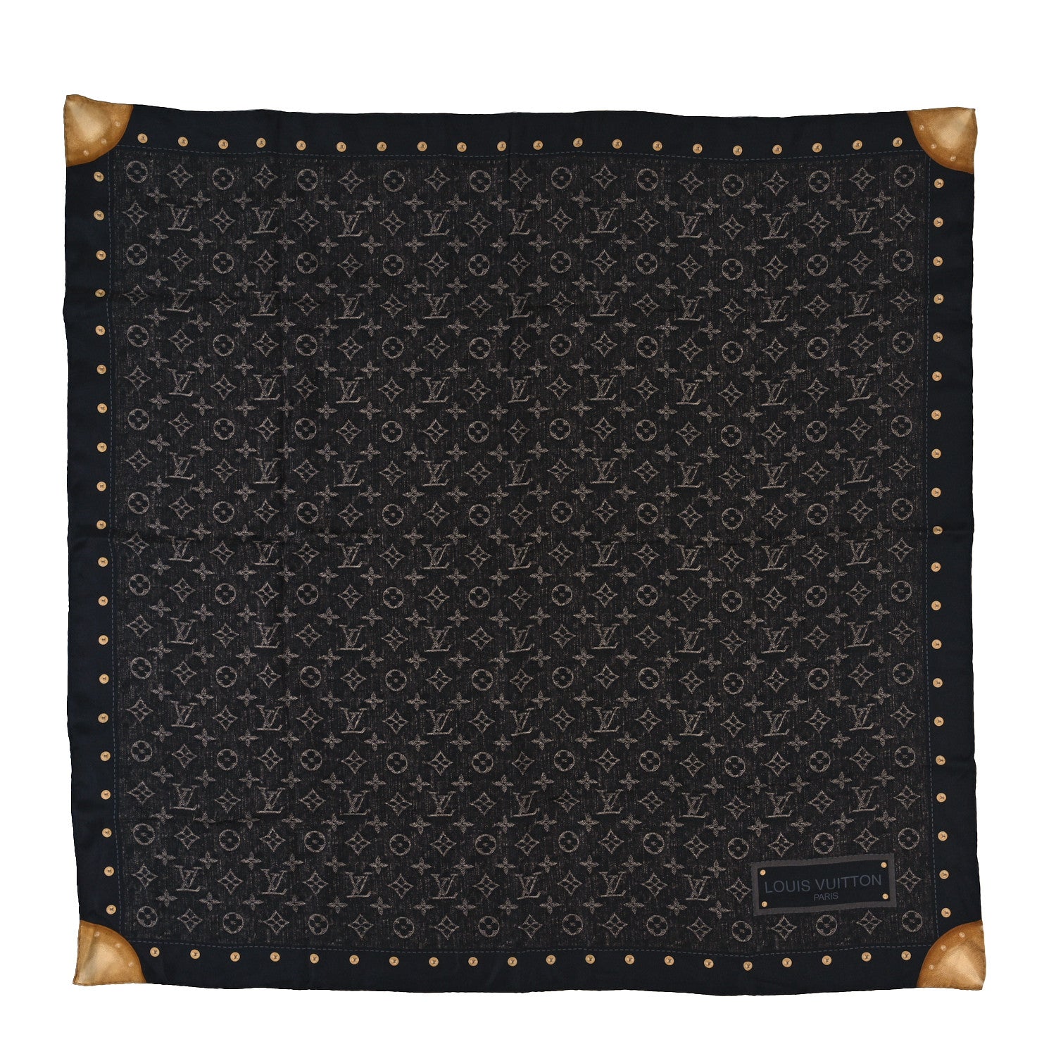 Louis Vuitton Silk Monogram Trunks Square Scarf Brown 1 of 3