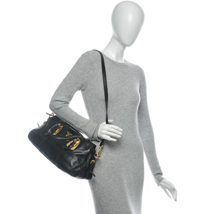 Prada Soft Calf Shopping Satchel Black 2 of 8