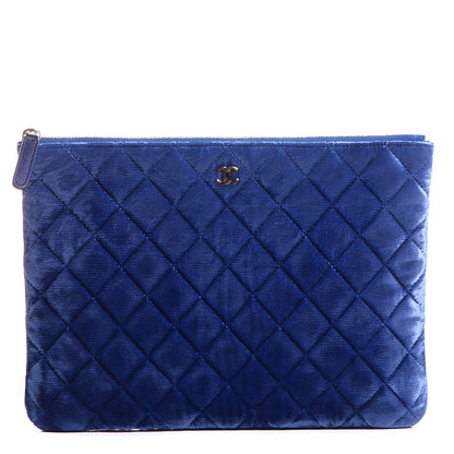 Chanel Velvet Quilted Medium Cosmetic Case Blue 1 of 7