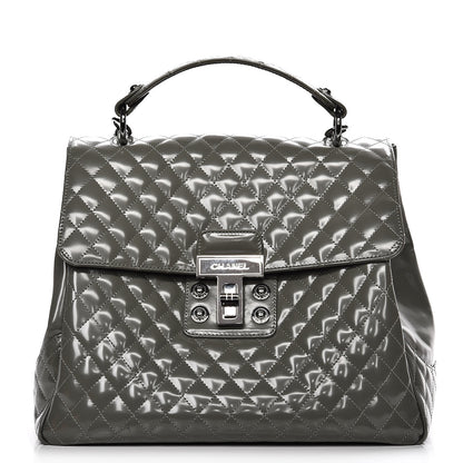 Chanel Glazed Calfskin Mademoiselle Lock Kelly Flap Bag Grey 1 of 16