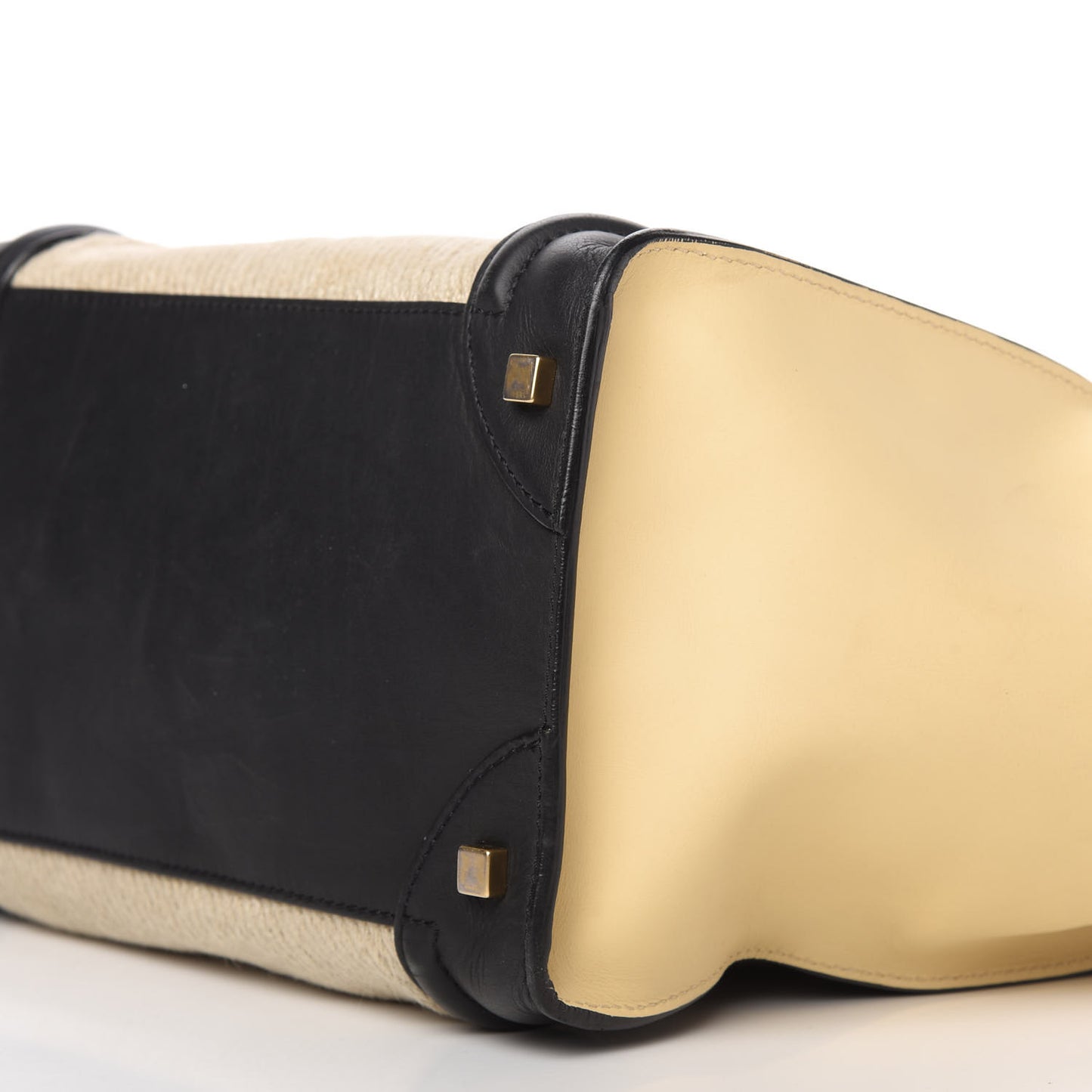 Raffia Smooth Calfskin Mini Luggage Beige