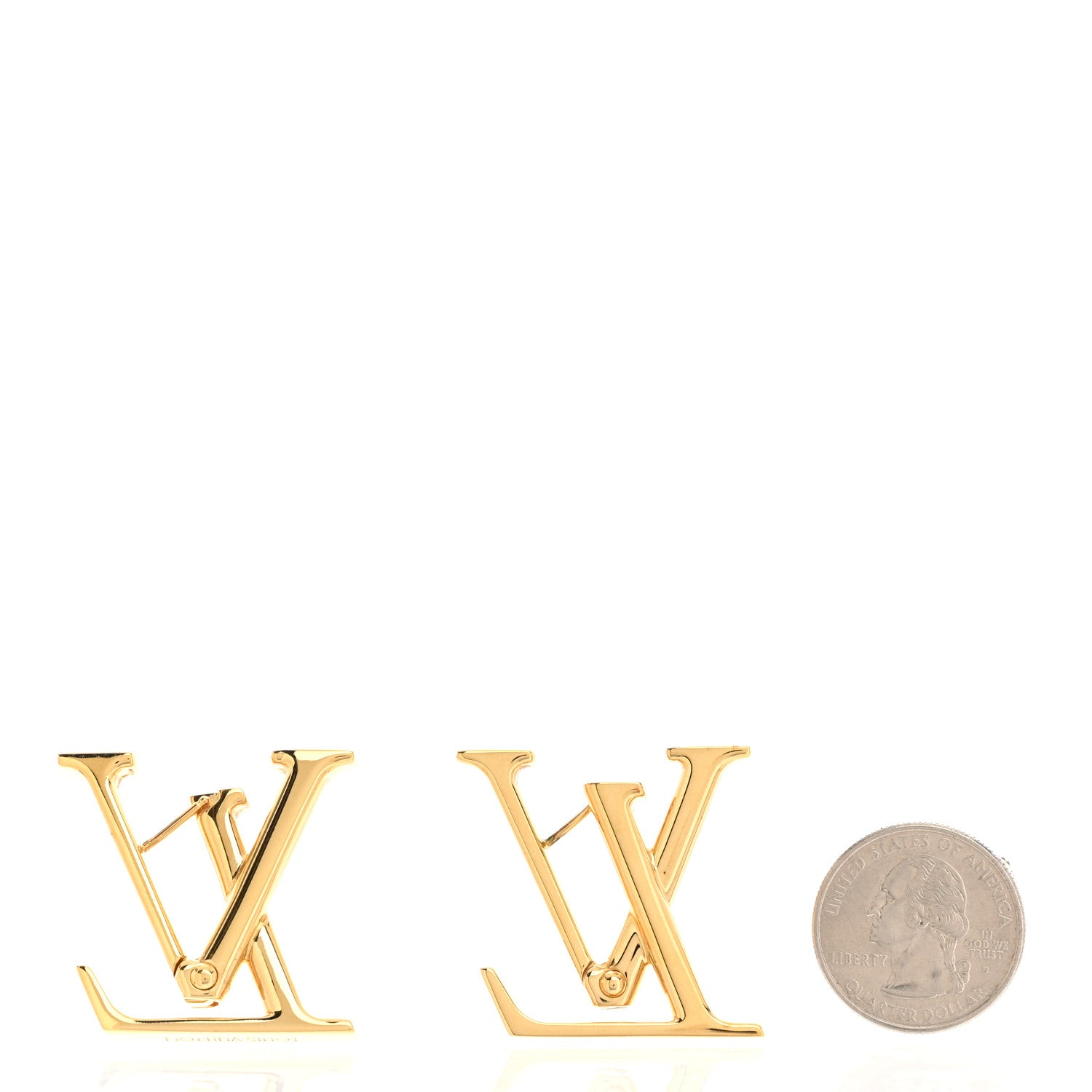 Louis Vuitton Metal Macro LV Earrings Gold 2 of 6