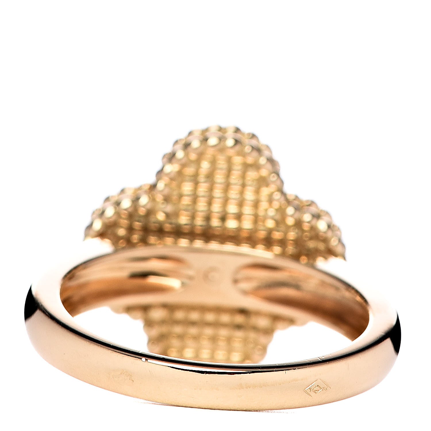 Van Cleef & Arpels 18K Yellow Gold Diamond Mother of Pearl Vintage Alhambra Ring 52 6 4 of 5