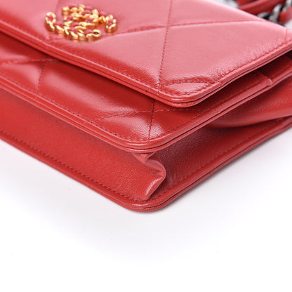 Chanel Goatskin Quilted 19 Wallet On Chain WOC Red 10 of 12