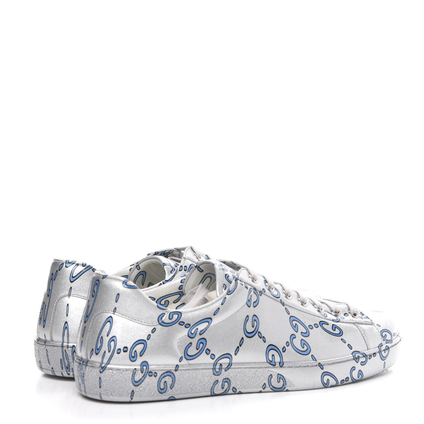 Miro Rubber Wax GucciGhost Print Mens New Ace Sneakers 9 Silver